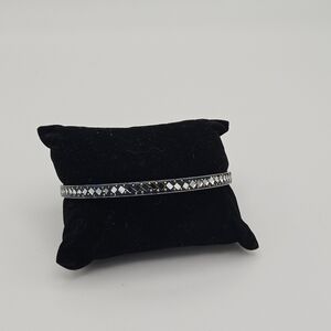 silver tone and blue mirrored bangle bracelet
